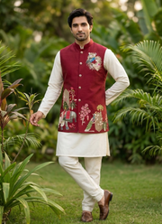 Men’s Malai Satin Koti Set | Indian men Traditional Dress Online Australia 3
