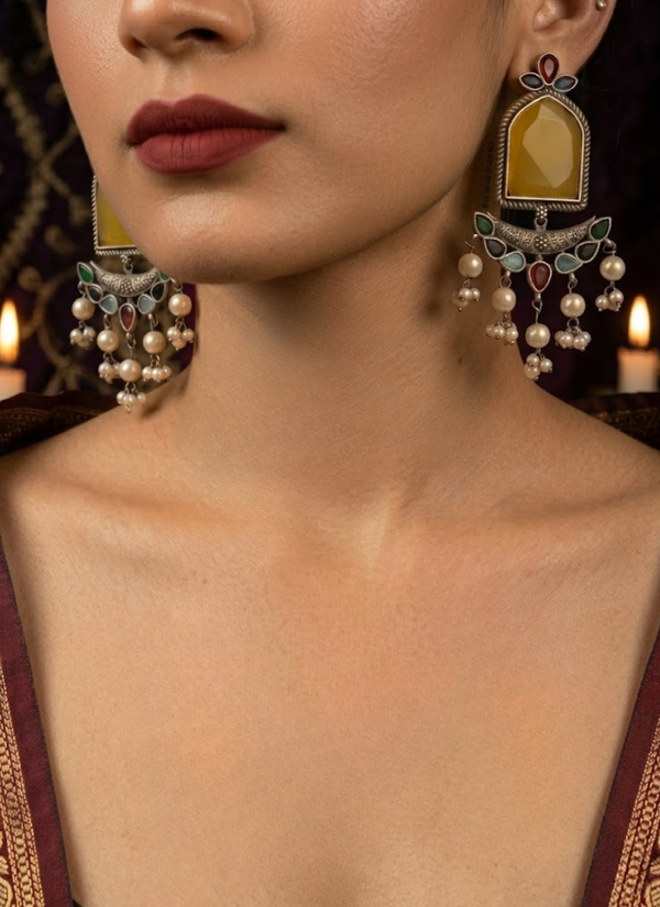 Yellow Silver Replica Earrings