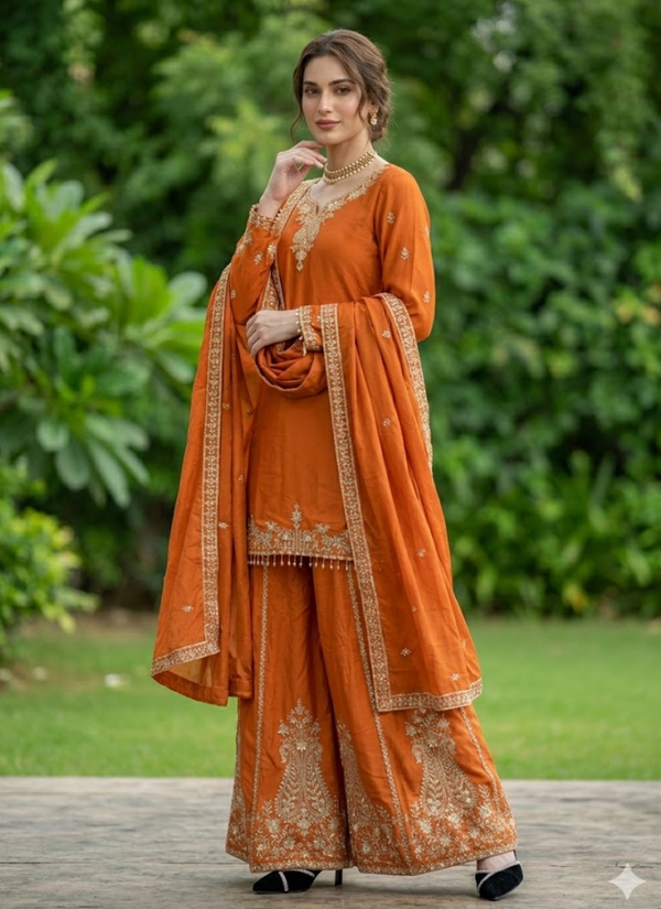 Crepe Sharara Set with Embroidered Dupatta
