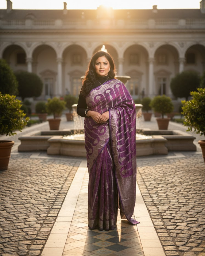 Banarasi Tissue Saree – Crush Finish Elegance