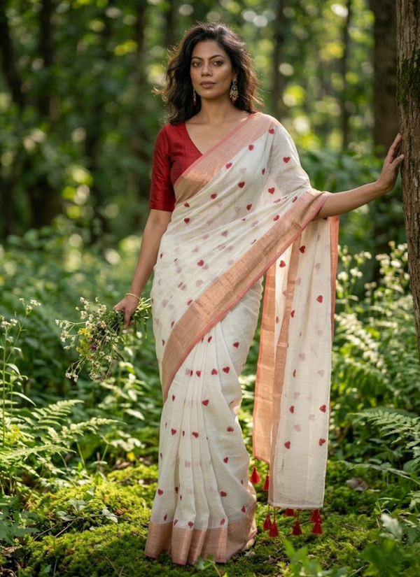 Love Buti Embroidery Mul Cotton Saree