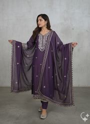 Dark Purple Shimary Silk Salwar Suit with Mirror Work 6