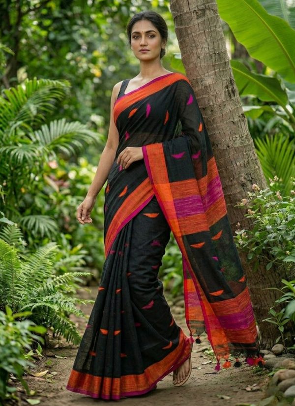 Barfi Khadi Handloom Saree with Blouse