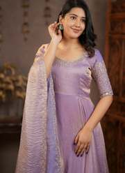 Crunchy Silk Anarkali Dress with Embroidery & Dupatta (Sizes S–XXXL) 4