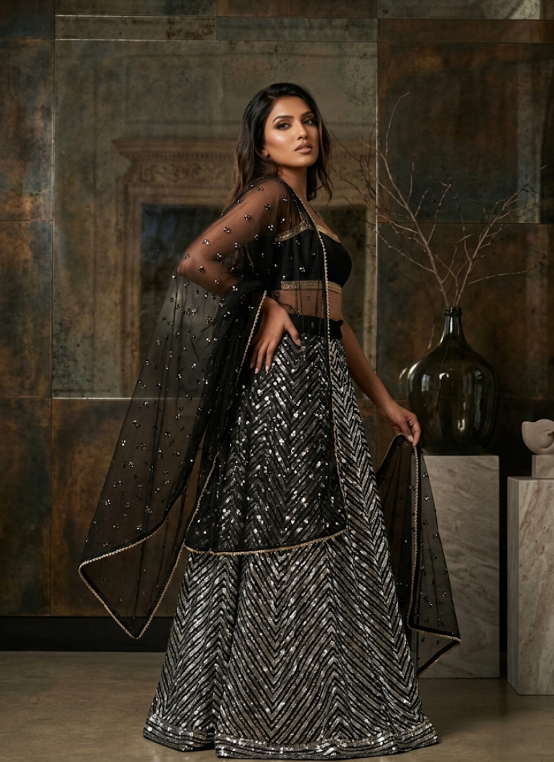Georgette Lehenga Choli with Sequin &amp; Zari Work