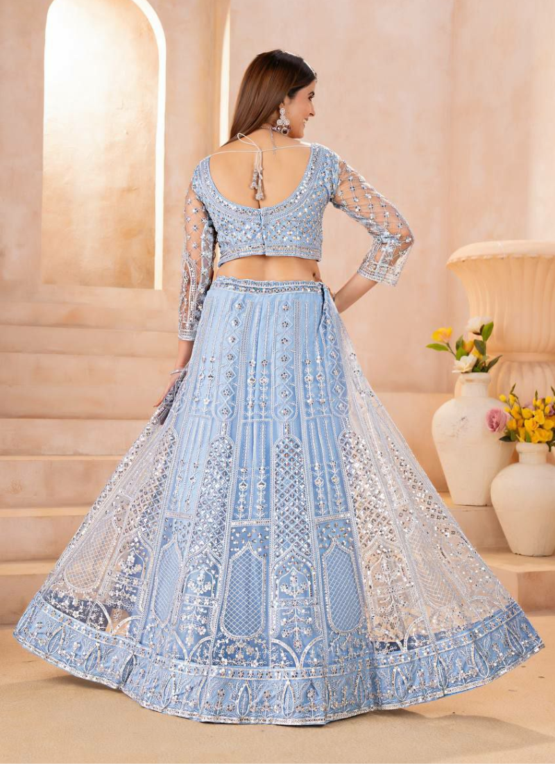 Butterfly Net Bridal Lehenga Choli with Sequins & Codding Embroidery + Dupatta