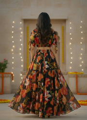 Georgette Digital Printed Lehenga Choli with 5m Flair (Stitched Set) 3