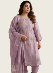 Light Onion Pink Silk Salwar Kameez with Zari Work 7