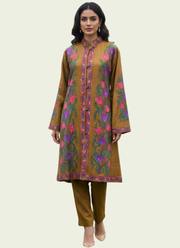Kashmiri Raw Silk Coat – Metalik Gold Embroidered 1