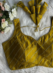 Heavy Vichitra Silk Sleeveless Blouse with Jari Work 10