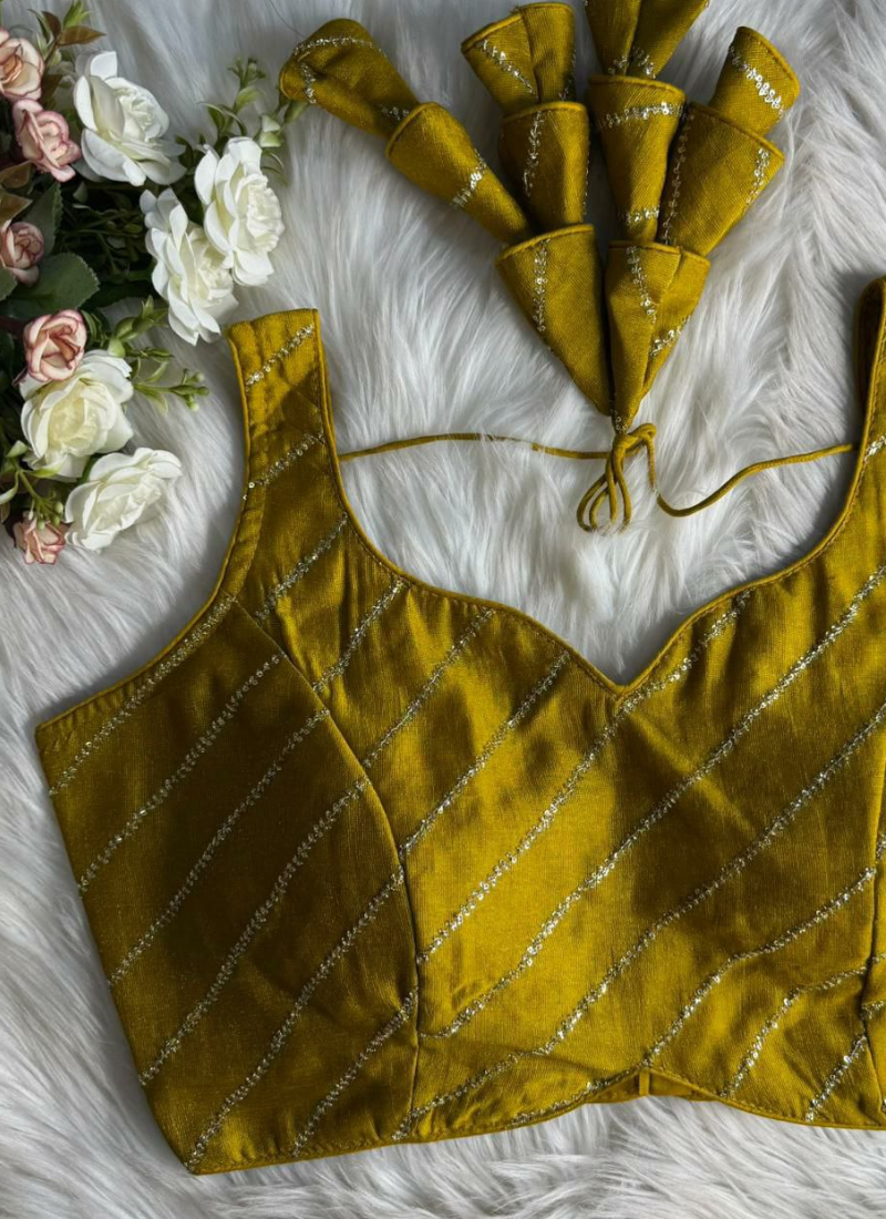 Heavy Vichitra Silk Sleeveless Blouse with Jari Work