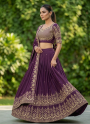 Designer Chinon Embroidery Lehenga Set 4