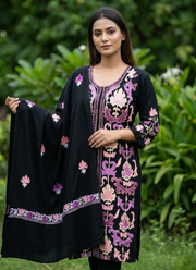 Black Pashmina Suit – Thread Embroidery 3