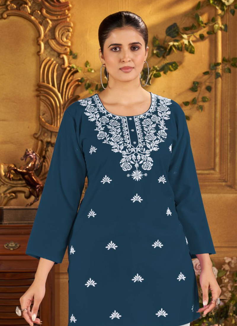 Embroidered Rayon Short Top for Women | Stylish Sharara Suit Australia