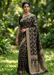 Black Katan Silk Saree with Zari Woven Work 4