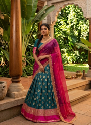 South-Style Kanjivaram Silk Lehenga Designer Indian Ethnic Wear Australia 4
