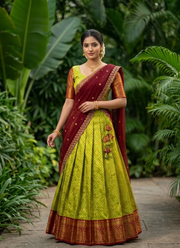 South-Style Kanjivaram Silk Lehenga, Traditional Indian Silk Lehenga for Weddings & Festivals Australia 3