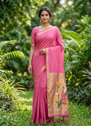 Cotton Paithani Saree – Zari Buttis & Pallu with Blouse 3