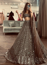 Premium Net Cocktail Lehenga Choli with Heavy Sequins Embroidery + Dupatta 6