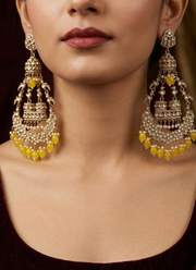 Yellow Kundan Earrings 4