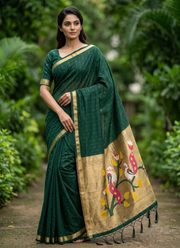 Cotton Paithani Saree – Zari Buttis & Pallu with Blouse 3