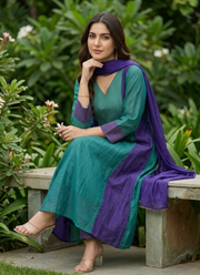 Pure Mul Chanderi Kurta Pant Set | Elegant Indian Traditional Wear Australia 8