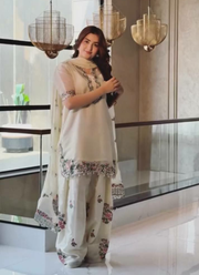 Heavy Fendy Silk Suit Set – Embroidery & Lace with Palazzo & Dupatta 2