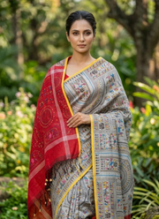 Madhubani Print Saree with Blouse Piece 4