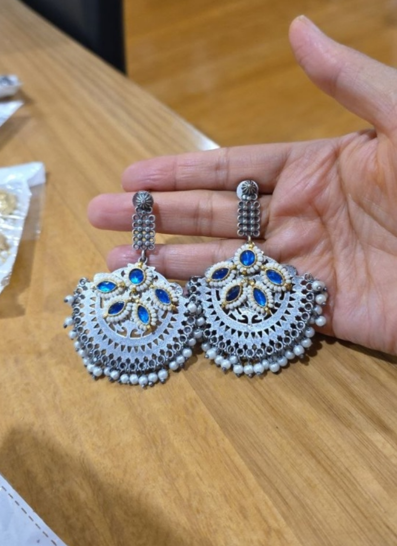 Sofia Blue Silver Earrings - View 3