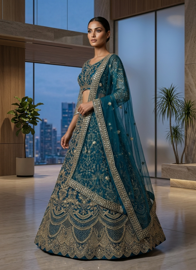 Butterfly Net Lehenga Choli with Sequin Embroidery