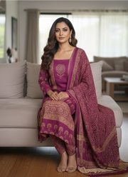 Pure Modal women’s Ajrak Salwar Suit – Kari Border Dupatta 3