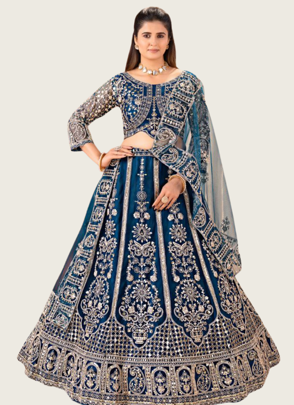 Butterfly Net Cocktail Lehenga Choli with Sequins Embroidery + Dupatta Australia