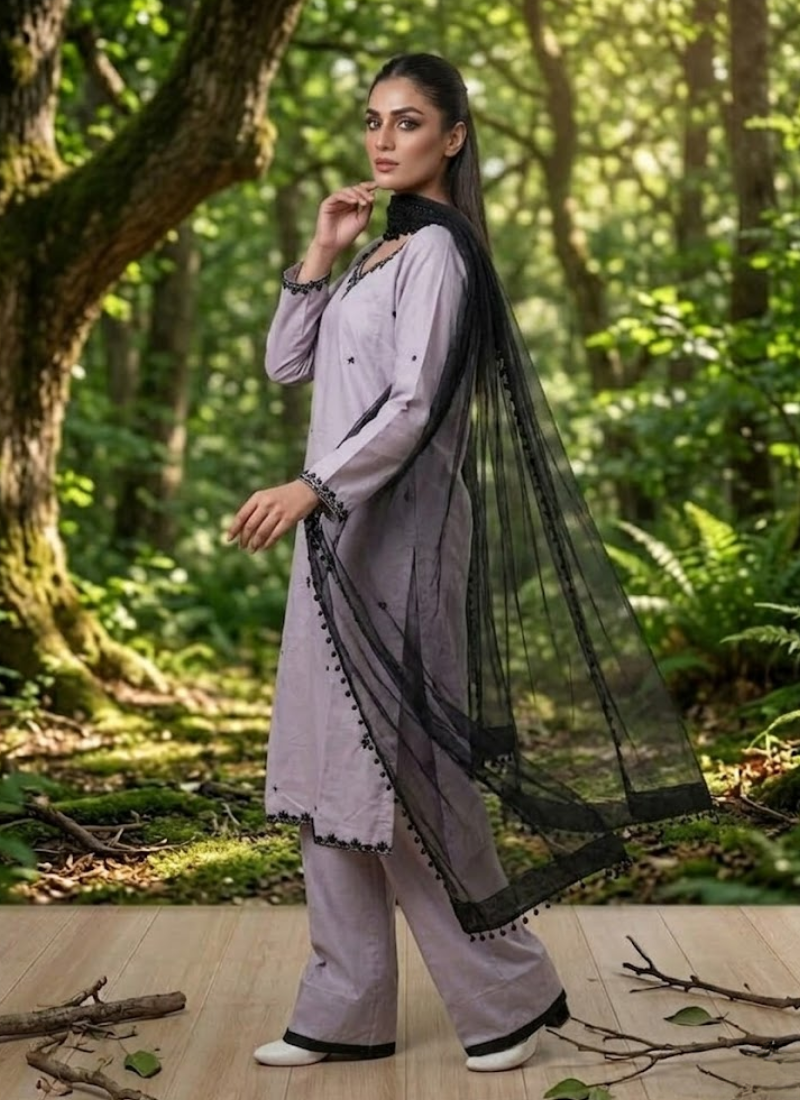 Heavy Crepe Silk Farshi Salwar Suit with Organza Dupatta - View 7