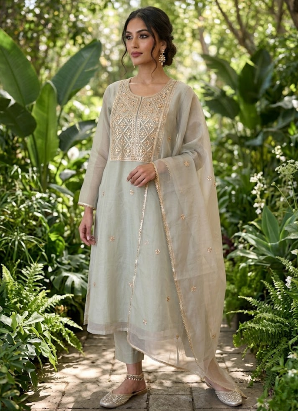 Organza Salwar Suit with Gotta Patti Work