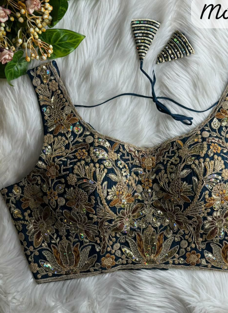 Heavy Velvet Partywear Blouse with Front Open Style