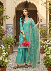 GMY Silk Sharara Suit with Heavy Sequins & Dori Embroidery + Dupatta 3