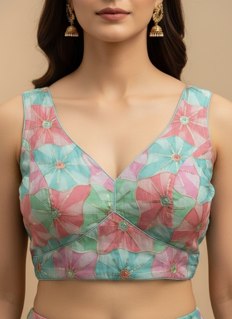 Stylish Crepe Back-Open Party Blouse