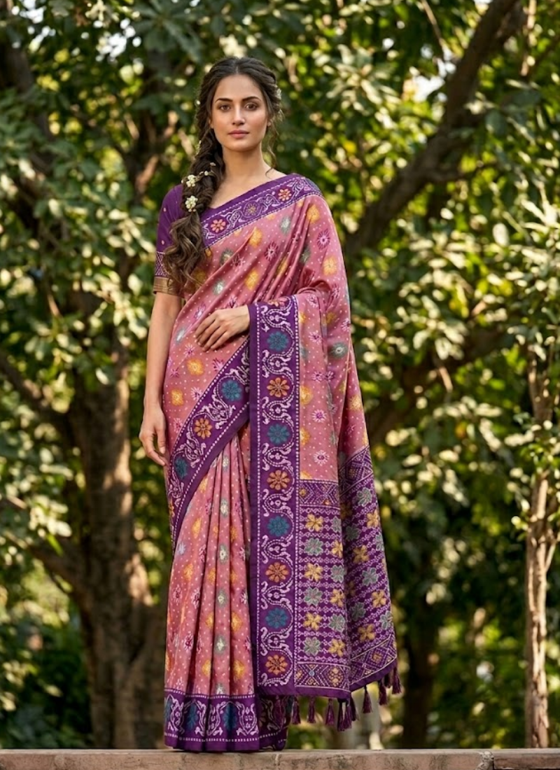 Karishma Patola Silk Saree – Premium Soft Silk with Zari Weaving & Meena Kari Border Australia