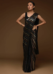 Heavy Georgette Saree with Triple Sequins Embroidery & Banglori Blouse Fabric 2