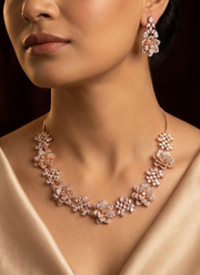 Diamond Cut Necklace & Earring Set in Rose Gold Color 3