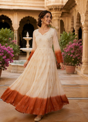 Premium Designer Crunchy Silver Gown – Pipe Sequins Embroidery Work, Traditional Indian dress 8
