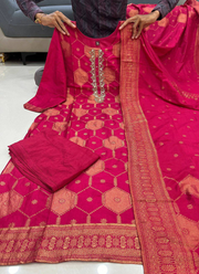 Pure Banarasi Punjabi Suit with Maharaja Silk Pant & Dupatta 5