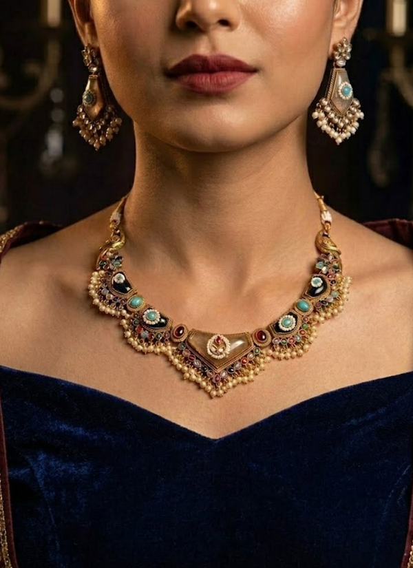 Varjika Dual Tone Necklace Set, buy jewlary online Australia