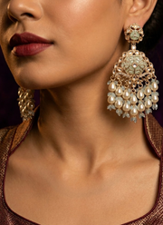Sky Blue Kundan Chandbali Earrings 2