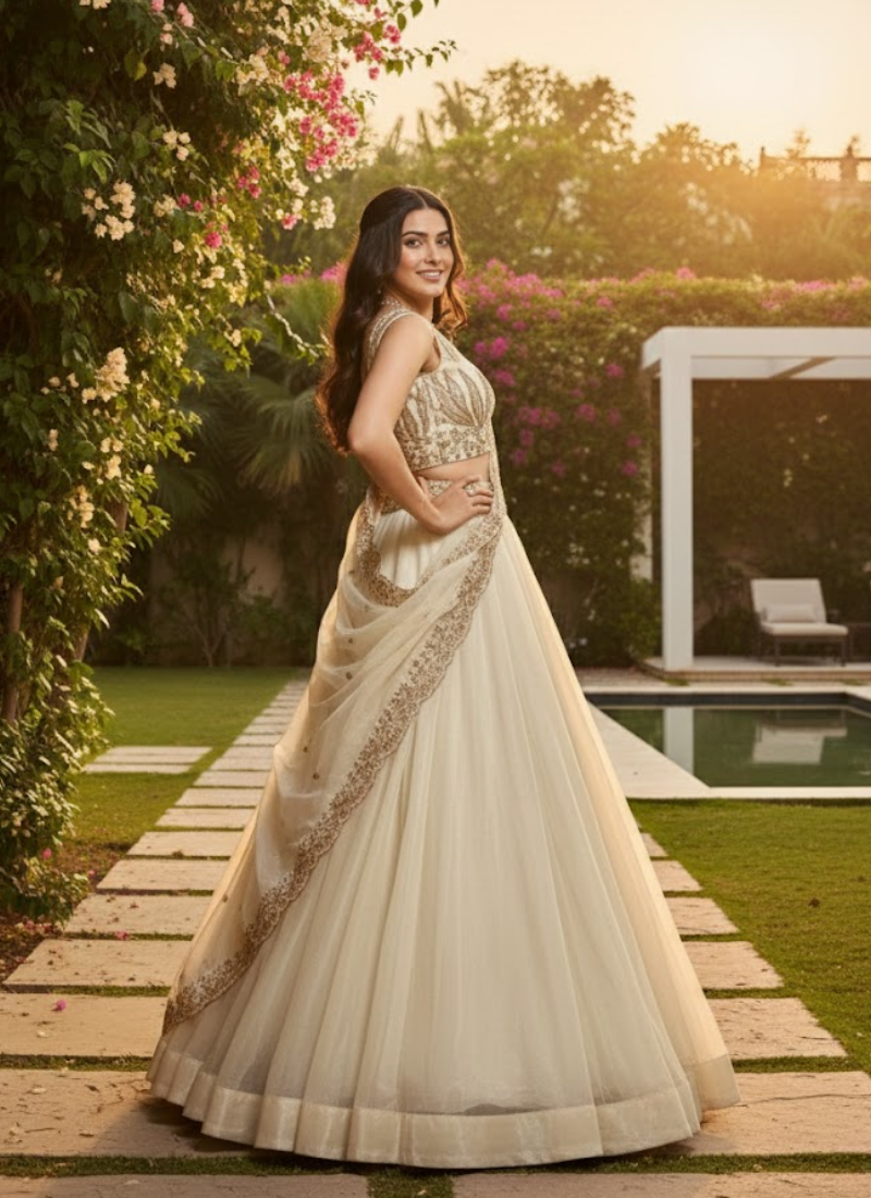 Chanda Silk Sequins Embroidered Lehenga Set