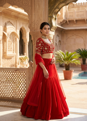 Faux Georgette Lehenga Saree with Sequin Work 1