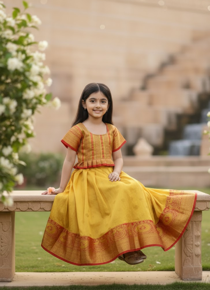 Yellow Silk Kids Lehenga Choli – Festive Wear