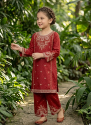 Girl’s 2‑Piece Embroidered Cotton Midi Shirt Set 3