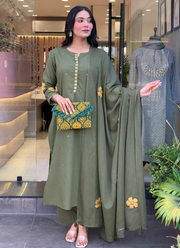Chanderi Punjabi Suit with Elegant Single‑Color Design (Sizes S–XXL) 3