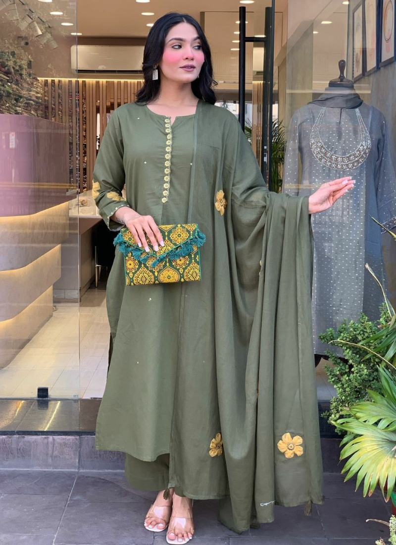 Chanderi Punjabi Suit with Elegant Single‑Color Design